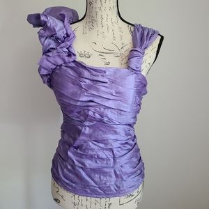 Bebe Asymmetrical Ruffle Sleeve Top, NWT Size M